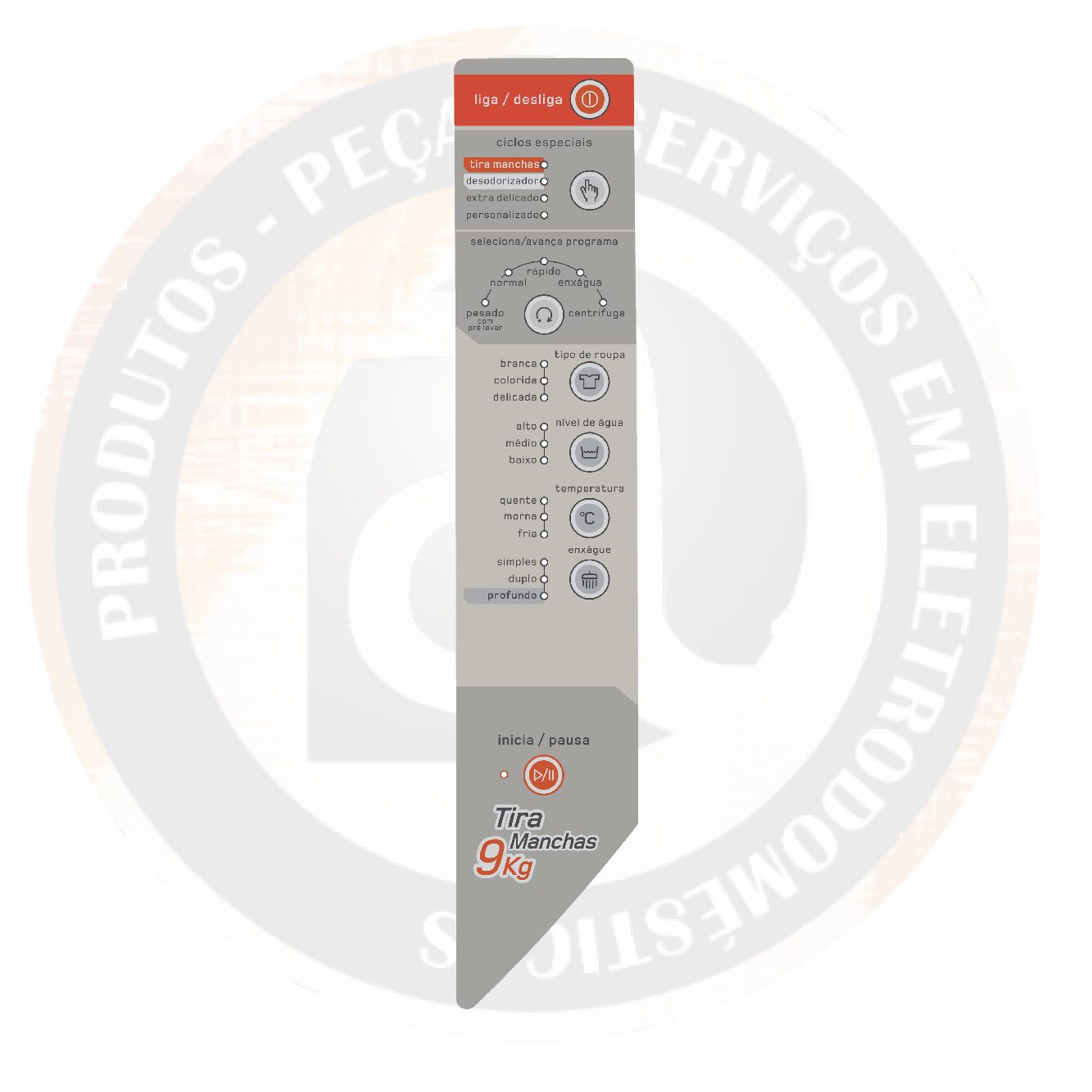 Adesivo / Painel Decorativo Brastemp 9Kg Tira Mancha (Cinza)