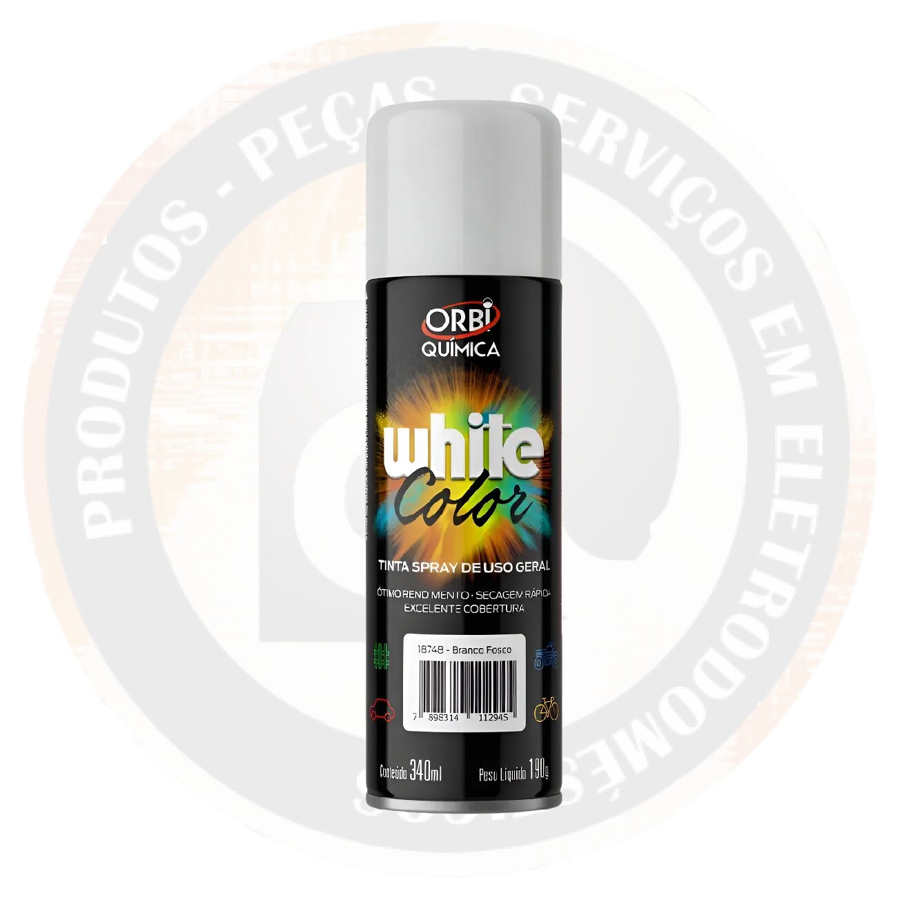 Tinta Spray Branco Fosco Prime 340ml – Uso Geral